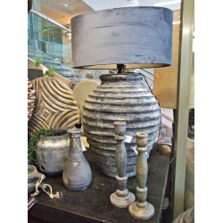 Lampa ceramiczna prążkowana Rustykalna z abażurem 92cm
